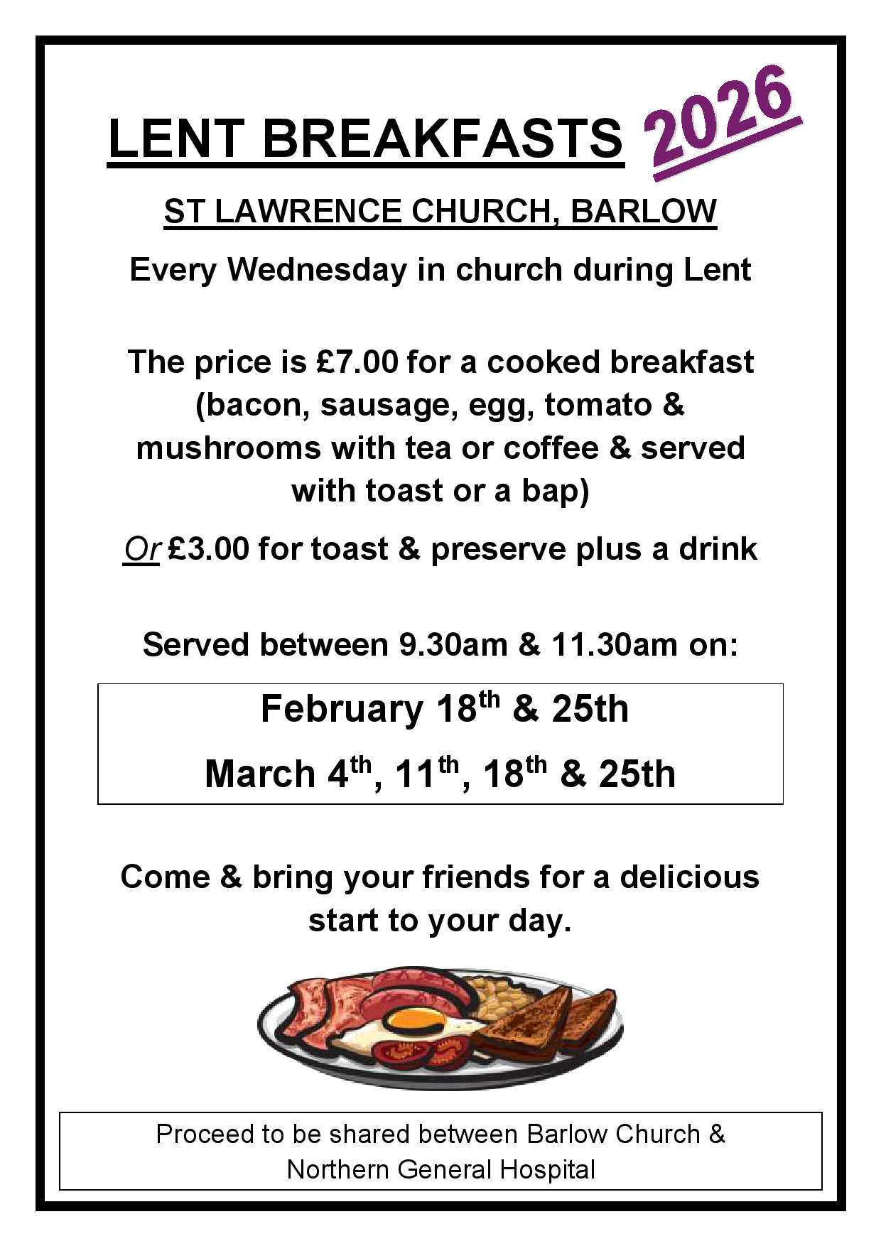 Barlow Lent Breakfasts